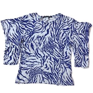 Proenza Schouler Printed Slub Cotton-jersey Top In Blue/Violet Size Small